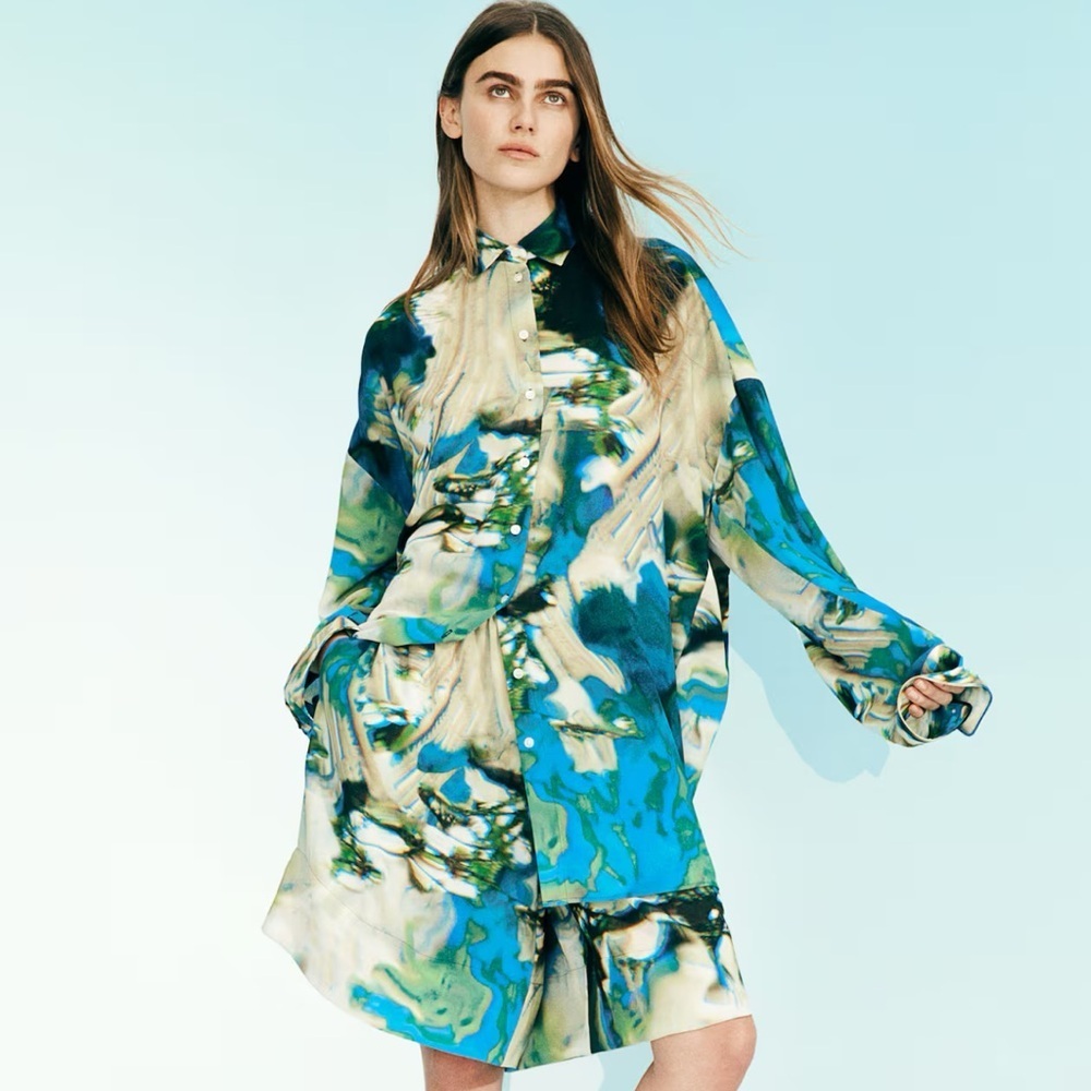 H&M Studio Abstract-Patterned‎ Chiffon Shirt